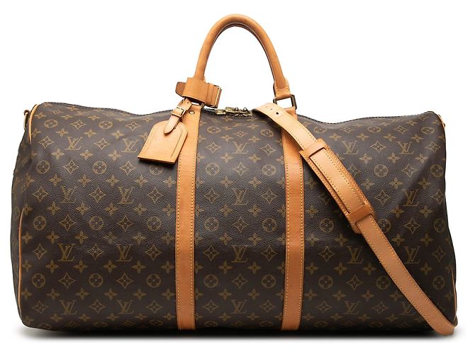 Borsa da viaggio marrone Louis Vuitton Monogram Keepall Bandouliere 60