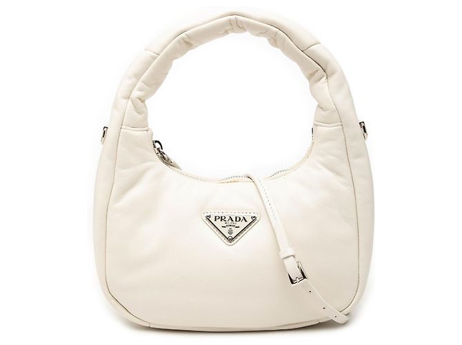 Borsa satchel Prada Mini Nappa Soft Padded bianca Bianco