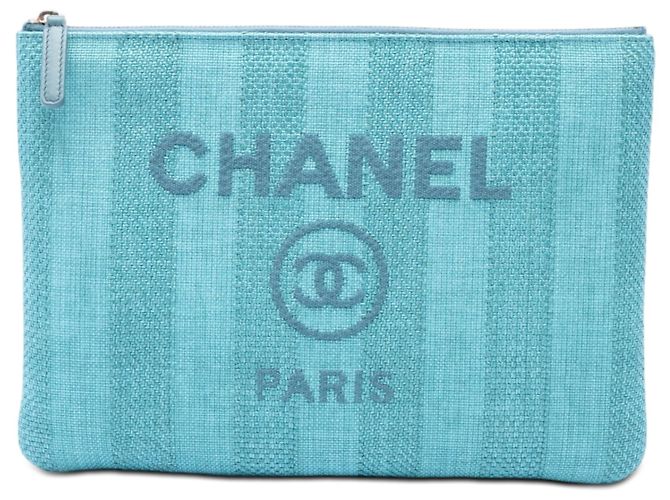 Clutch Chanel Medium Tweed Deauville O Case Blu