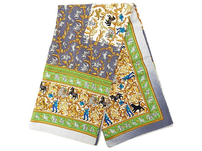 Sciarpa in seta Hermès Chasse en Inde 90 multicolore Blu