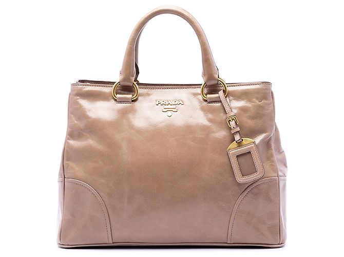 Sac à main Prada Vitello Shine marron