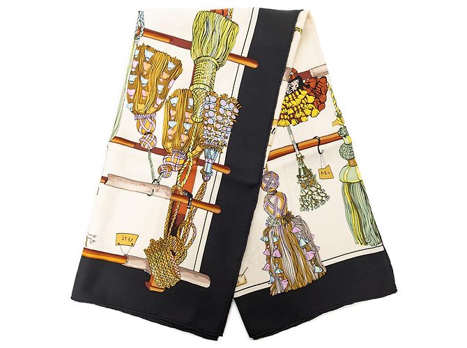 Sciarpa in seta Hermès Passementerie 90 bianca Bianco