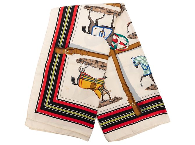Sciarpa in seta Hermès Couvertures et Tenues de Jour 90 Bianco