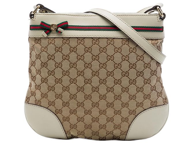 Borsa a tracolla Gucci GG Canvas Web bianca Bianco