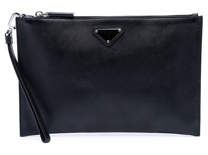 Clutch Wristlet Saffiano nero Prada