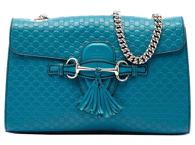 Borsa a tracolla Gucci Medium Microguccissima Emily blu