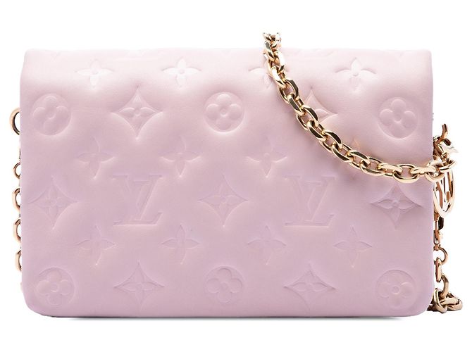 Louis Vuitton Monogram Prägedesign Lammleder Pochette Coussin Umhängetasche Rosa Pink