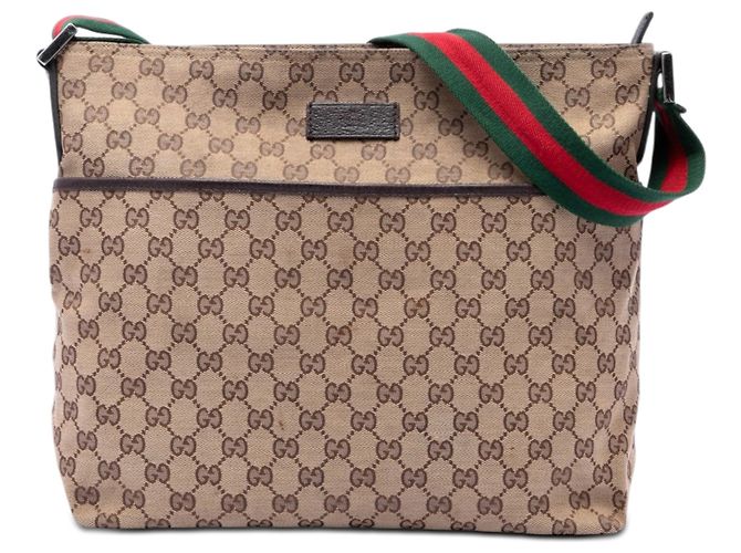 Borsa a tracolla Gucci GG Canvas Web beige