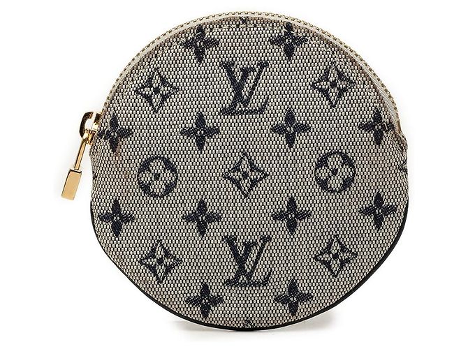 Mini monedero redondo Louis Vuitton Monogram Mini Lin gris