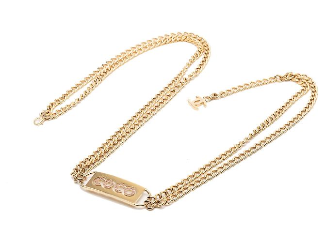 Chanel Coco Double Chain Gürtel mit Strass, Goldbeschichtet Golden