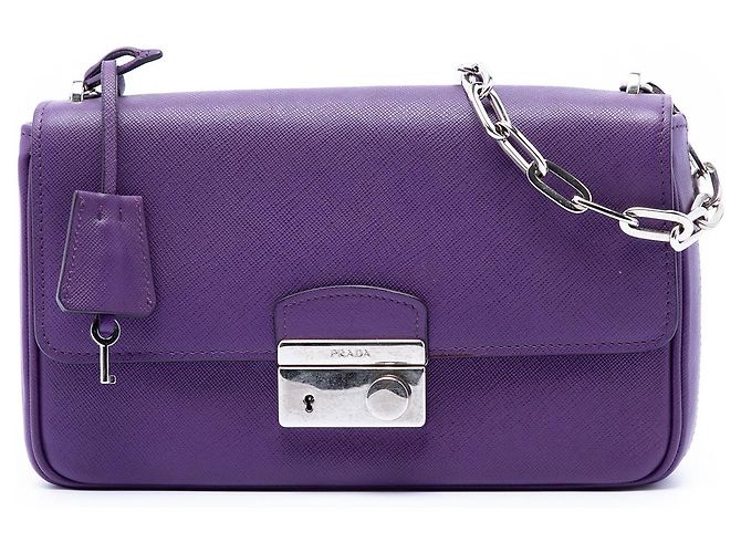 Bolsa transversal Prada Saffiano Sound Lock roxa Roxo