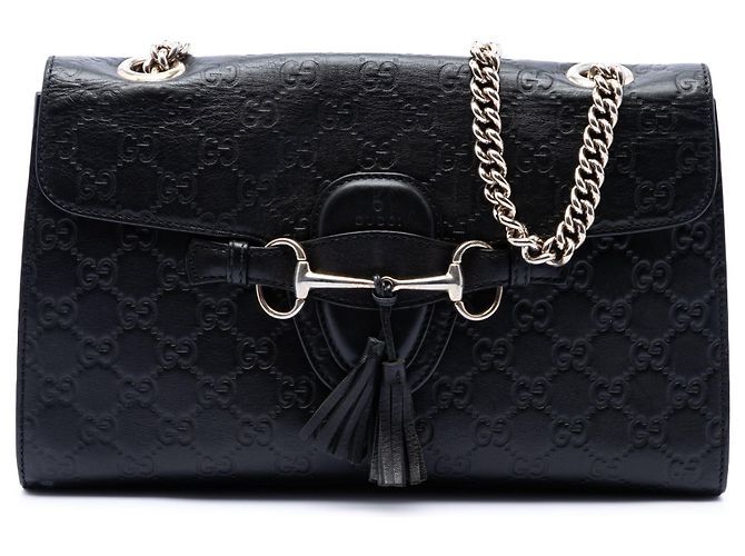 Borsa a tracolla Gucci Medium Guccissima Emily nera Nero