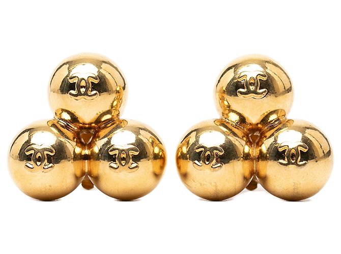 Orecchini a clip Chanel CC sfere placcate oro D'oro