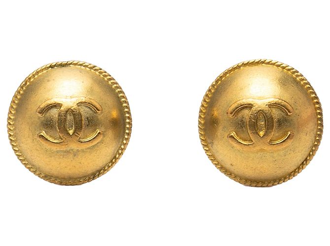 Orecchini a cerchio Chanel CC placcati oro D'oro