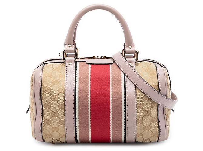 Borsa Boston e borsa a tracolla Gucci Small GG Canvas Web beige
