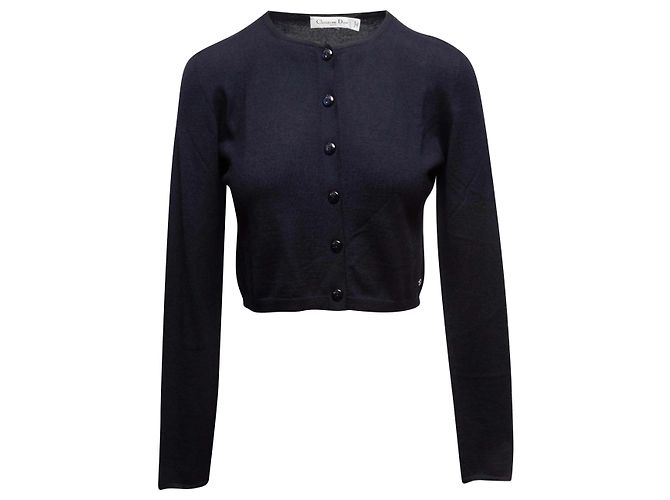 Christian Dior Kaschmir-Cardigan Navy Größe US S Blau