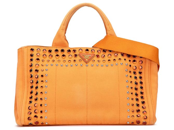 Bolsa Prada Orange Canvas Canapa Bijoux Laranja
