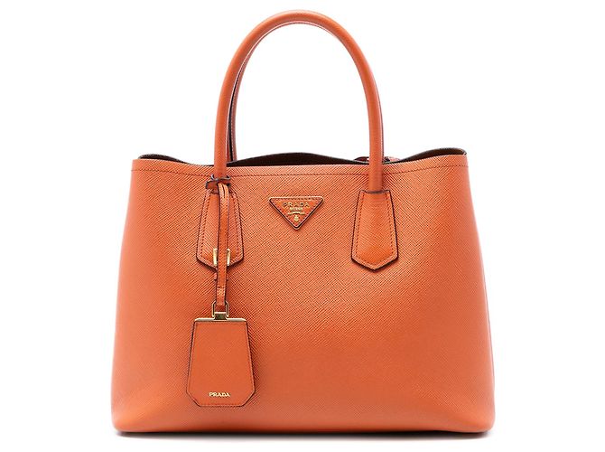 Bolsa Double Saffiano Cuir Prada Medium Laranja