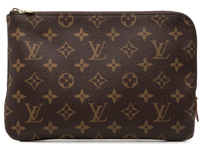 Clutch marrone Louis Vuitton Monogram Etui Voyageur PM