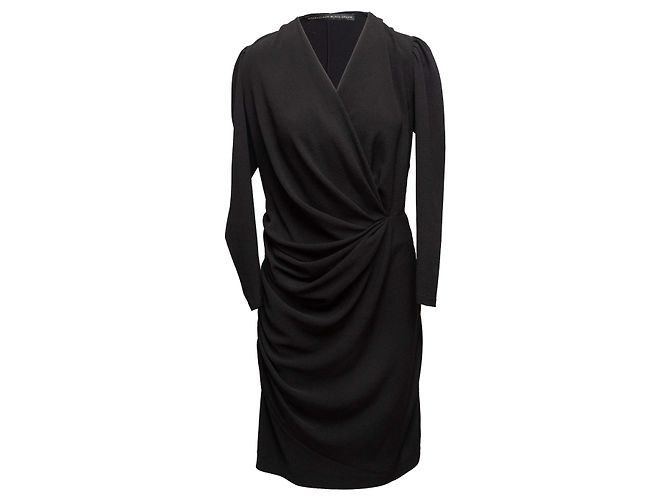 Schwarzes Balenciaga Drapierendes Langarmkleid Größe IT 42