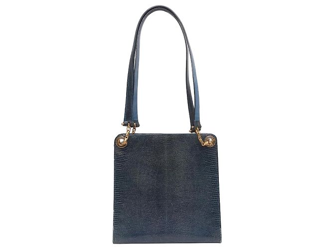 Céline Vintage Blue Celine Handtasche aus Eidechsenleder Blau