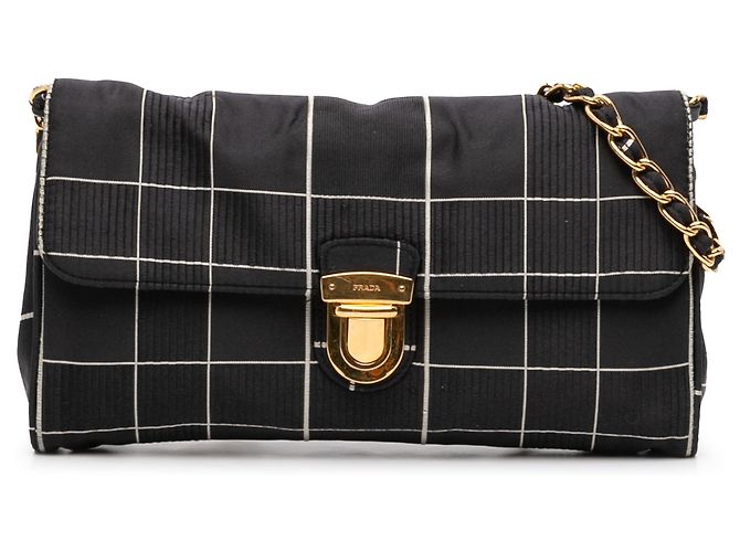 Bolsa transversal de corrente Tessuto preta Prada Preto