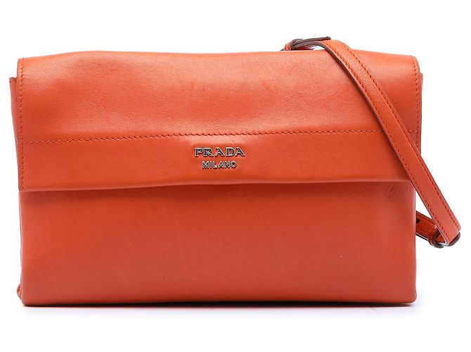 Bolsa transversal Prada Soft Calf Double Turnlock Laranja