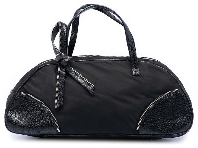 Bolsa de mão Bow em nylon e pele de vitelo preto Dior