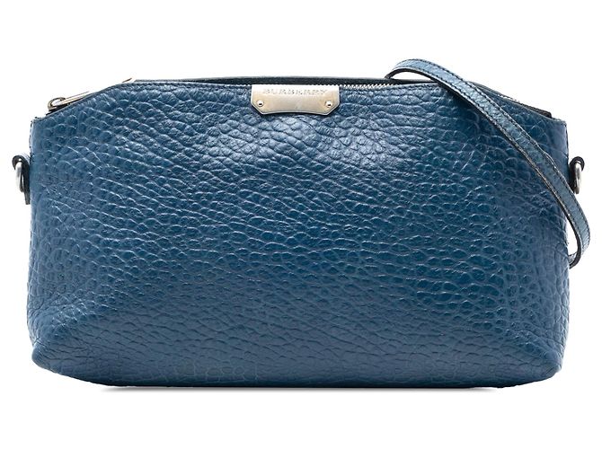 Borsa a tracolla Burberry Chichester in pelle granulata blu