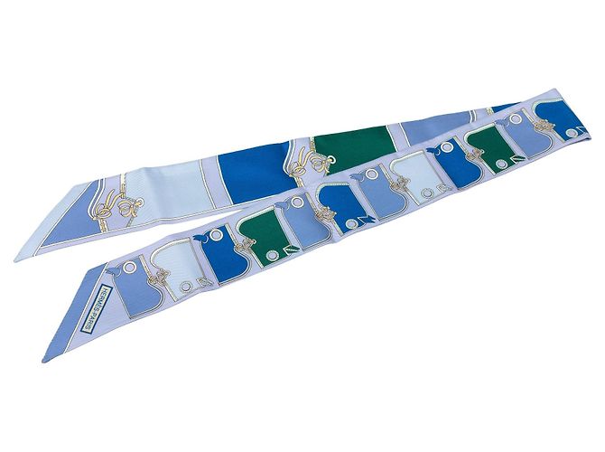 Foulard Twilly in seta Hermès blu Camails