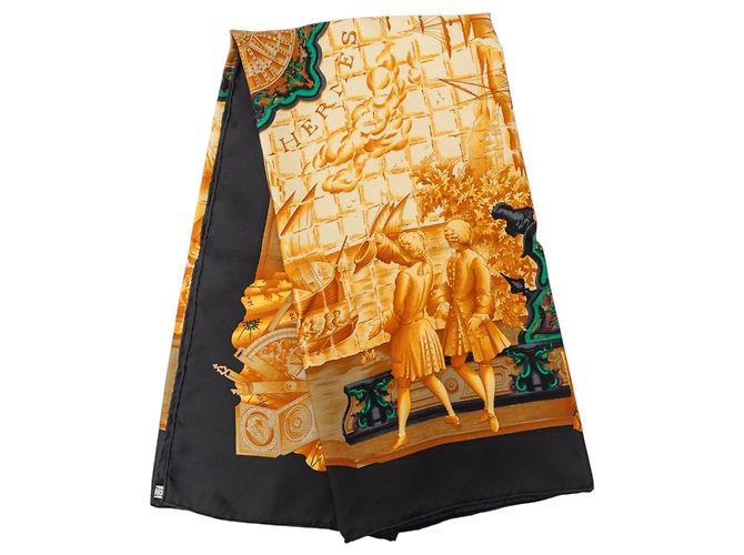 Hermès Azulejos Seidentuch 90 Schwarz
