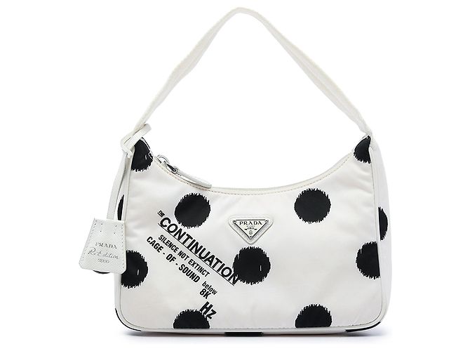 Borsa a tracolla nera Prada Mini Re Nylon Polka Dot Re Edition 2000 Nero