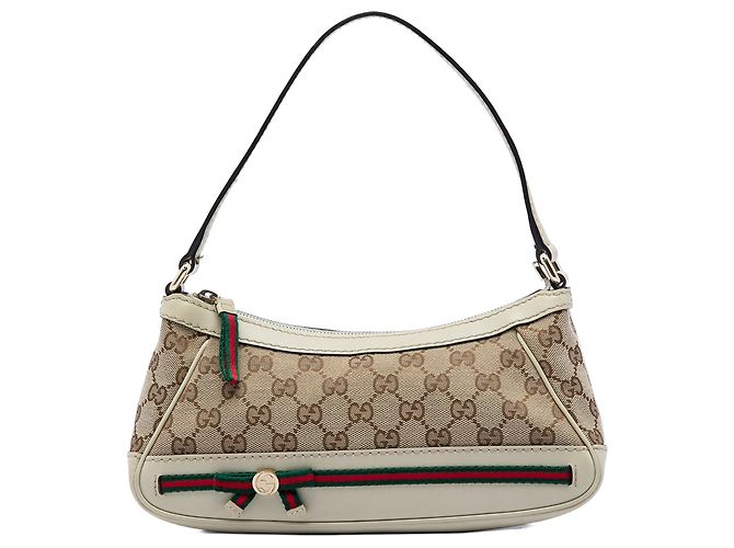 Borsa a tracolla Gucci GG Canvas Web beige