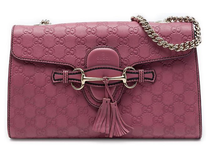 Borsa a tracolla Gucci Medium Guccissima Emily rosa