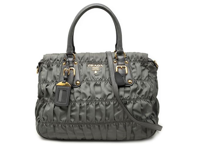 Bolso Satchel Tessuto Gaufre Prada gris
