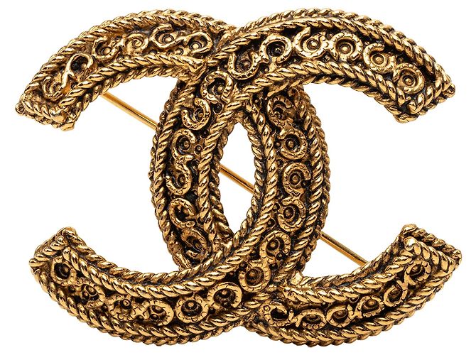 Spilla Filigrana Chanel CC Placcata Oro D'oro