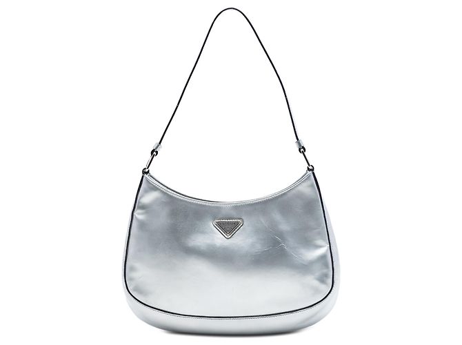 Borsa a tracolla Prada Spazzolato Cleo argento