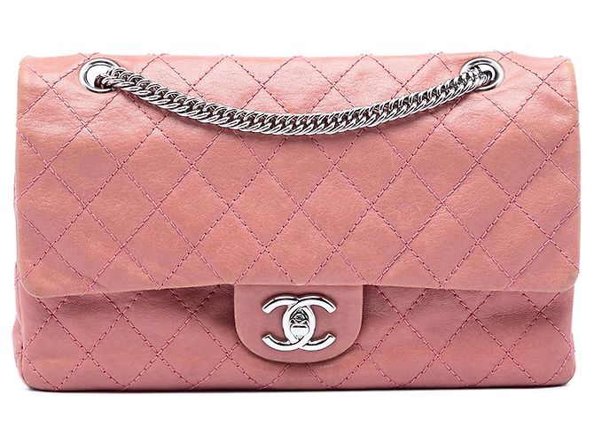Borsa a Spalla Chanel Medium Classic Washed Lambskin Bijoux Chain Double Flap Rosa