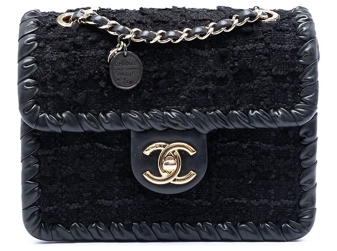 Borsa a tracolla Chanel Mini Tweed My Own Frame Flap nera Nero