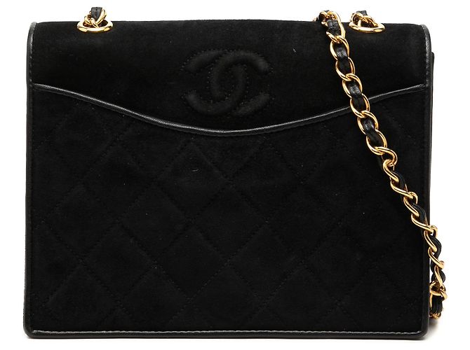 Bolsa transversal Chanel Small CC em camurça acolchoada preta Preto