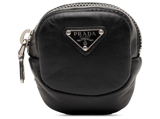 Pochette da braccio in pelle nera Prada Mini Nero