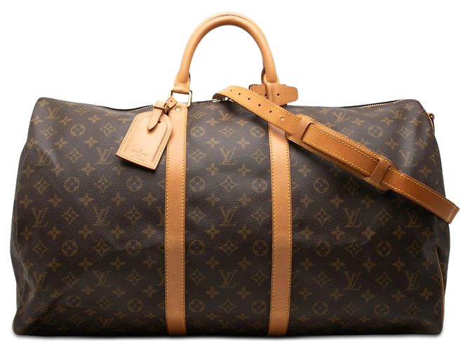 Borsa da viaggio marrone Louis Vuitton Monogram Keepall Bandouliere 55