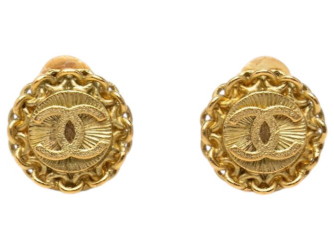 Orecchini a cerchio Chanel CC placcati oro D'oro