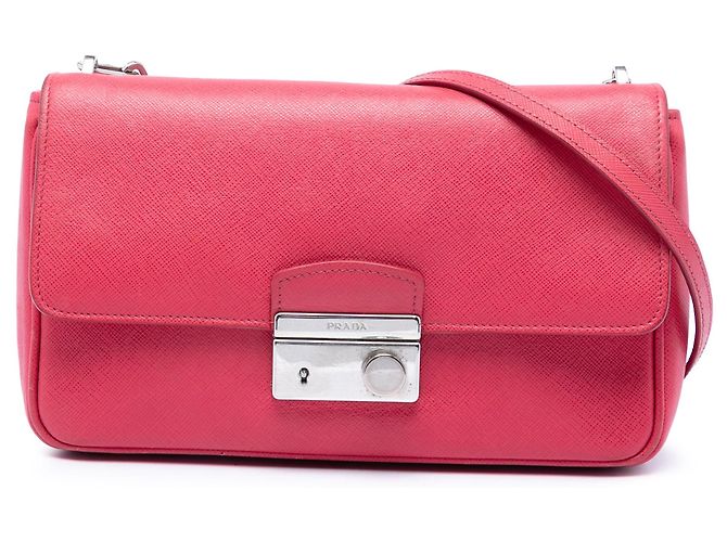Borsa a tracolla Prada Saffiano Sound Lock rosa