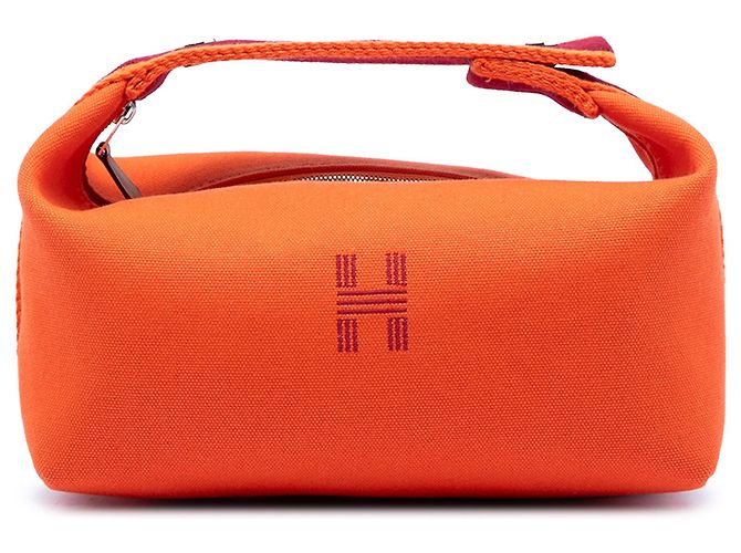 Estuche Orange Hermès Small Toile Bride A Brac Naranja