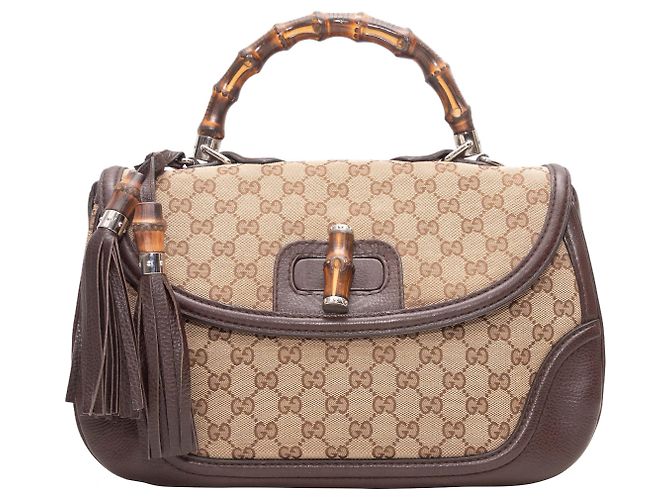 Bamboo Borsa con manico in bambù e monogramma Gucci marrone