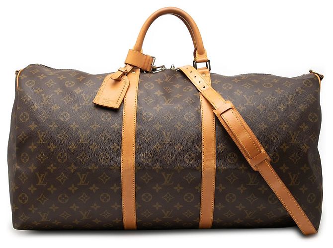 Borsa da viaggio marrone Louis Vuitton Monogram Keepall Bandouliere 60