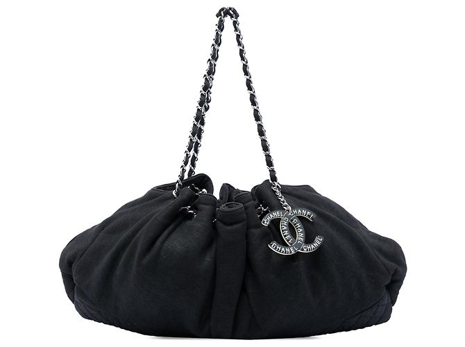 Borsa Tote Chanel Jersey Melrose Cabas nera Nero