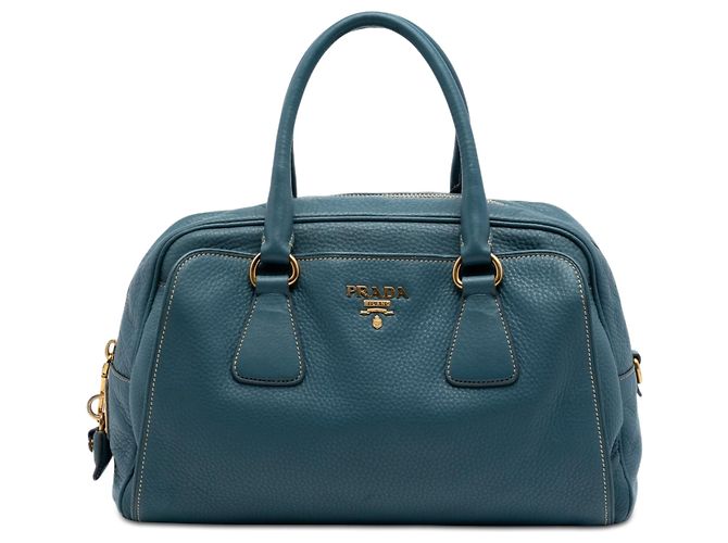 Borsa Bauletto Prada Vitello Daino blu