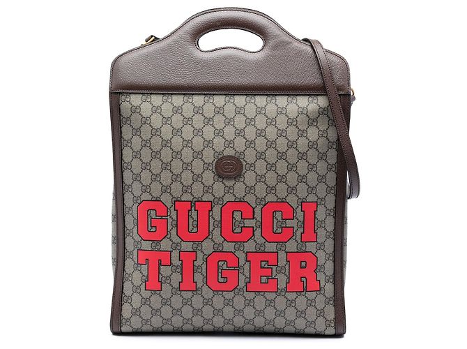 Borsa Gucci GG Supreme Web Tiger beige